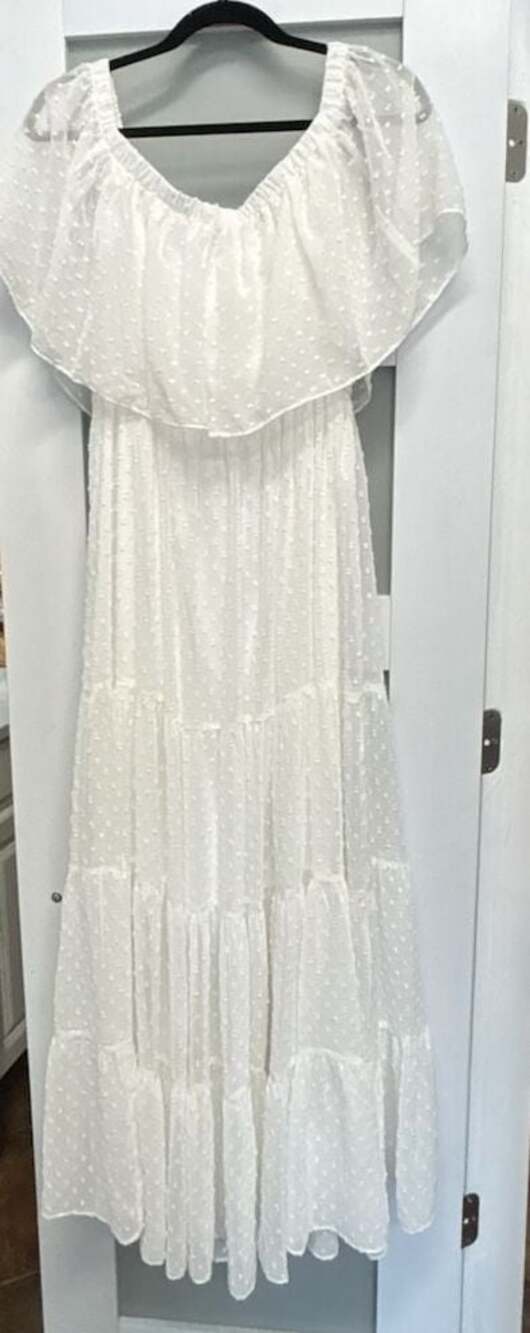 Baltic Born white Swiss dot maxi dress Size L - Picture 6 of 8